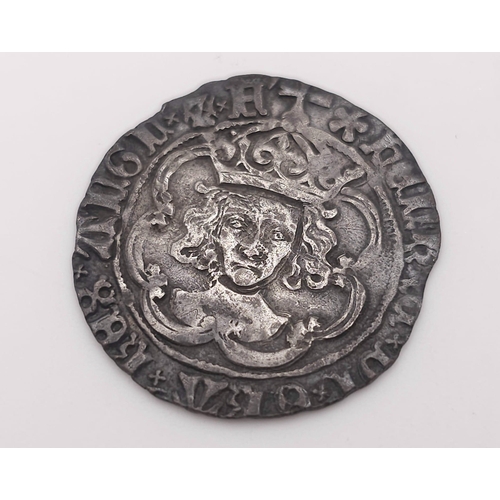 143 - A Henry VII (1485-1603) Silver Groat Hammered Coin. Please see photos for conditions. S2199.