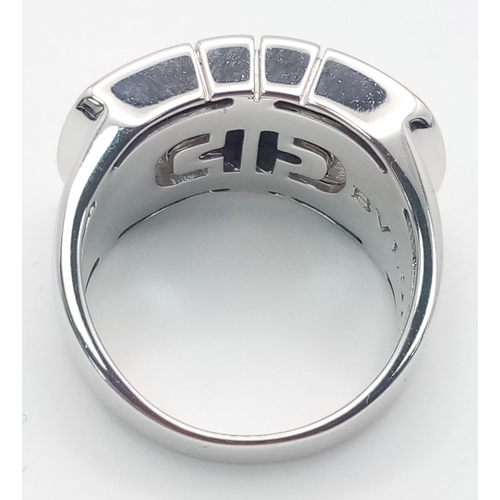 172 - A classic  BVLGARI design 18 K white gold ring, size: O, weight: 11.5 g. In excellent quality!