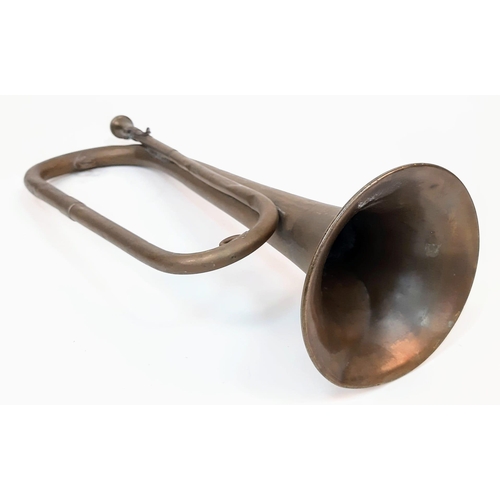 195 - 3rd Reich Banner Trumpet with mouthpiece. A few dents here and there.