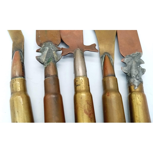 405 - 5 x WW1 Trench Art Letter Openers. Made from Inert Bullet Cases and Shell Case Brass. UK Mainland Sa... 