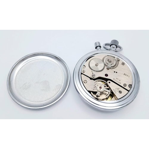 459 - A Vintage Sekonda Stopwatch. Stainless steel case -54mm. White dial with second sub dial. Top winder... 