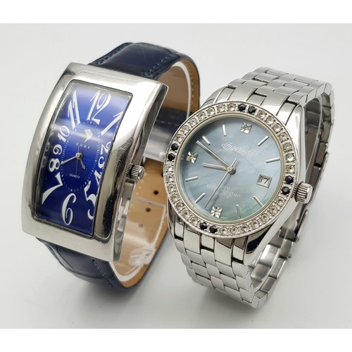 907 - Two Stylish Quartz Gents Watches. An Ingersoll and a Cube. Both in working order.