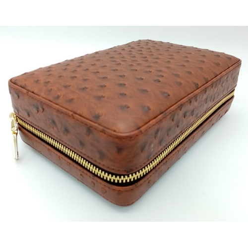 200 - A COHIBA traveling cigar humidor oozing quality and class. Exterior ostrich leather covering the ced... 