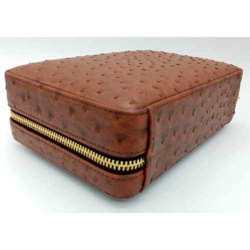 200 - A COHIBA traveling cigar humidor oozing quality and class. Exterior ostrich leather covering the ced... 