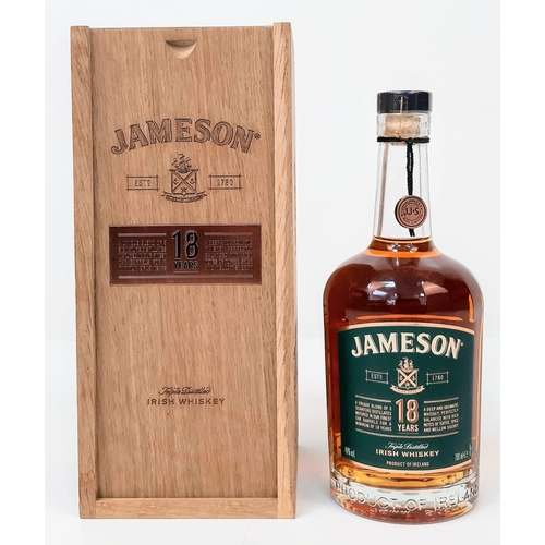 1315 - A Wood Boxed Bottle of Unopened Jameson’s 18 Year Old Irish Whisky. 70cl Bottle. Sealed and Tagged i... 