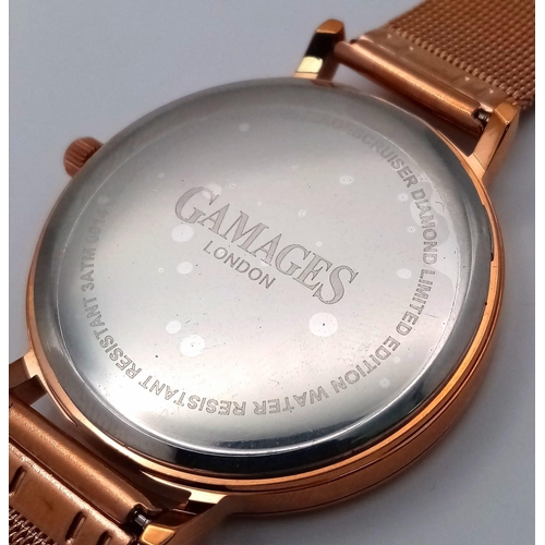 1393 - An Unused, Limited Edition, Gamages of London Gold Tone ‘Cruiser Diamond Watch’ Model 8014. The Desi... 