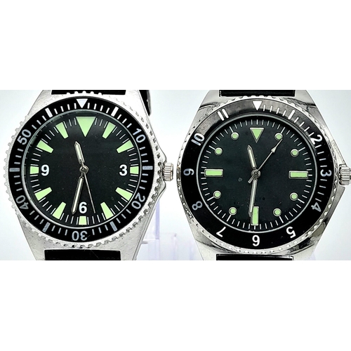 1371 - Two Unworn Military Homage Divers Watches Comprising a 1980’s Design Navy Diver Watch 45 mm Includin... 