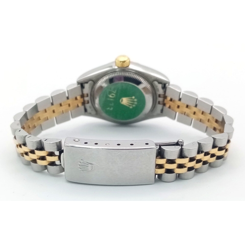 18 - A Rolex Bi-Metal Oyster Perpetual Datejust Ladies Watch. 18k gold and stainless steel bracelet and c... 