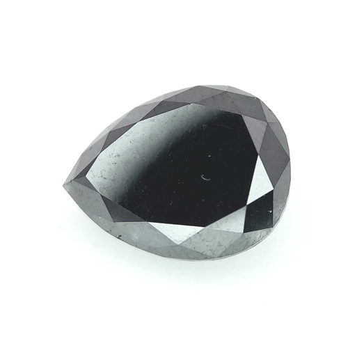 199 - A large (4.68 carats), pear cut BLACK DIAMOND, dimensions:  11.69 x 8.95 x 5.42 mm. It comes with a ... 