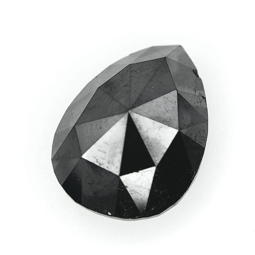 199 - A large (4.68 carats), pear cut BLACK DIAMOND, dimensions:  11.69 x 8.95 x 5.42 mm. It comes with a ... 