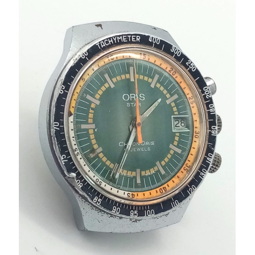 234 - A Vintage Oris Star Chronograph Automatic Gents Watch Case - 38mm. Multi tone dial with date window.... 