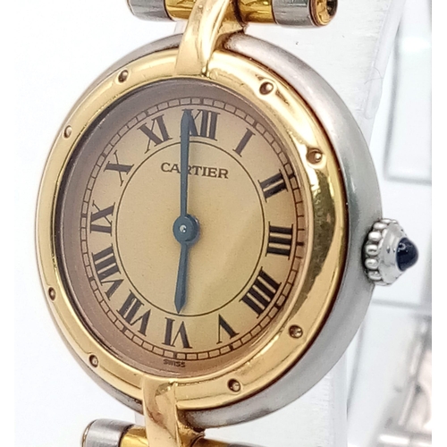 25 - A Vintage Cartier Panthere Quartz Ladies Watch. Bi-metal (gold and stainless steel) bracelet and cas... 