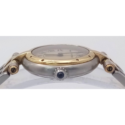 25 - A Vintage Cartier Panthere Quartz Ladies Watch. Bi-metal (gold and stainless steel) bracelet and cas... 