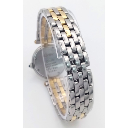 25 - A Vintage Cartier Panthere Quartz Ladies Watch. Bi-metal (gold and stainless steel) bracelet and cas... 