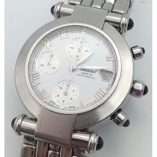 39 - A Chopard Automatic Chronograph Gents Watch. Stainless steel bracelet and case - 37mm. White dial wi... 