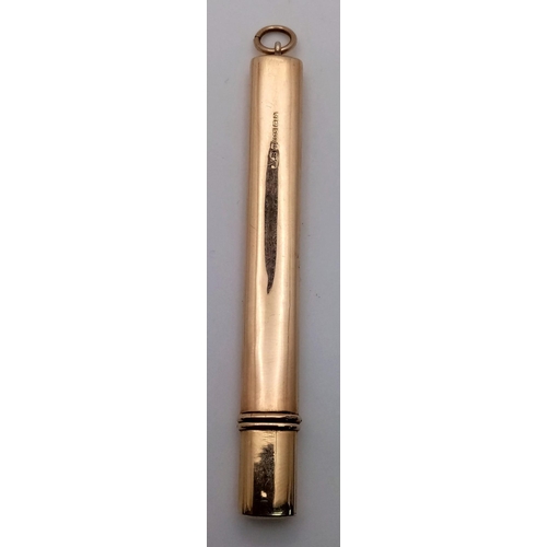 488 - 9K YELLOW GOLD PENCIL HOLDER WITH PENCIL, WEIGHT 5.7G