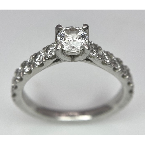 80 - The Best Story - Is The Diamond Story. A 950 platinum diamond ring with a central SI1 0.40ct brillia... 