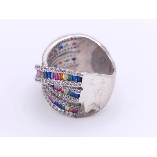 575 - Three Different Style Fancy Sterling Silver Rings - 2 x P, 1 x N. 21.2g total weight. Ref: 016551. O... 