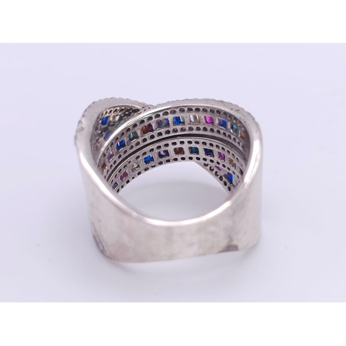 575 - Three Different Style Fancy Sterling Silver Rings - 2 x P, 1 x N. 21.2g total weight. Ref: 016551. O... 