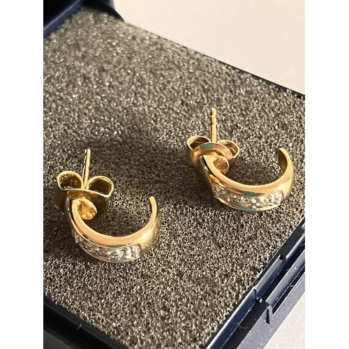 371 - 9 carat GOLD and DIAMOND EARRINGS. Complete with gold backs. Please see pictures.