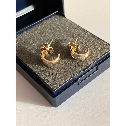 371 - 9 carat GOLD and DIAMOND EARRINGS. Complete with gold backs. Please see pictures.