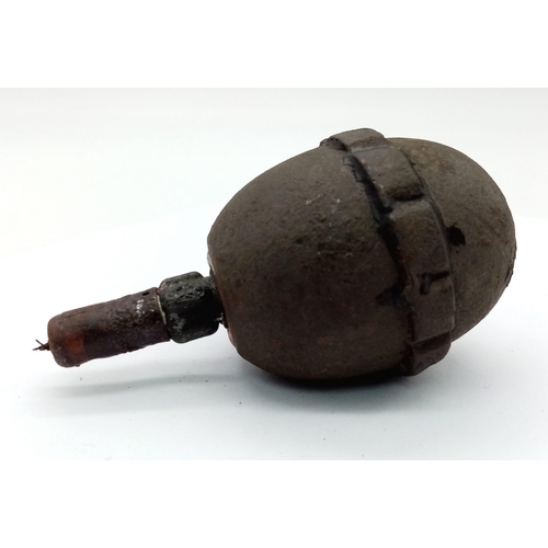 826 - INERT WW1 German Model 1917 Egg Grenade With Pull Fuse. UK Mainland Sales Only.