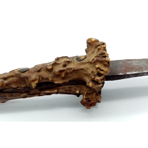 917 - 3rd Reich Period Antler handled knife with Hinting Association logo.