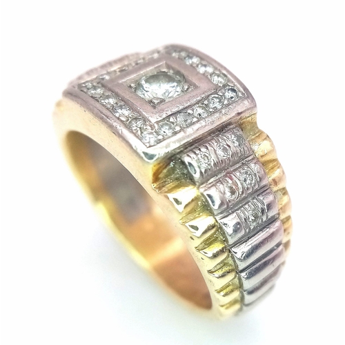 110 - A STUNNING 14K 2 COLOUR GOLD DIAMOND RING, INSPIRED BY ROLEX DESIGN, APPROX 0.65CT DIAMONDS IN TOTAL... 