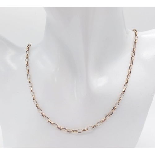 157 - A 56cms 9K GOLD BELCHER LINK NECK CHAIN .   4.6gms