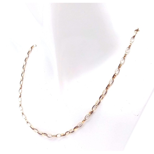 157 - A 56cms 9K GOLD BELCHER LINK NECK CHAIN .   4.6gms