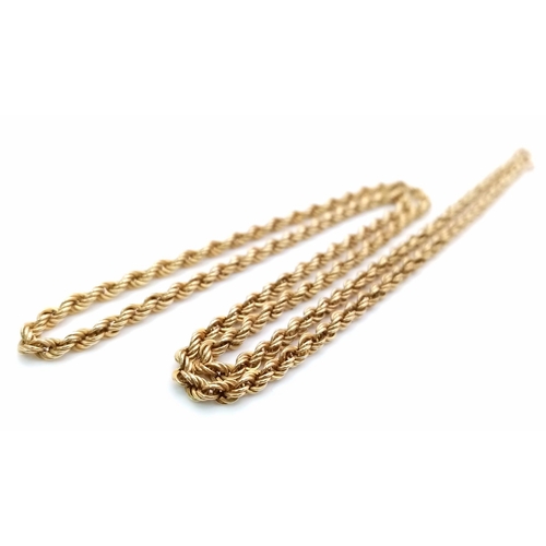 211 - A 50cms 9K GOLD ROPE TWIST CHAIN .   3.3gms