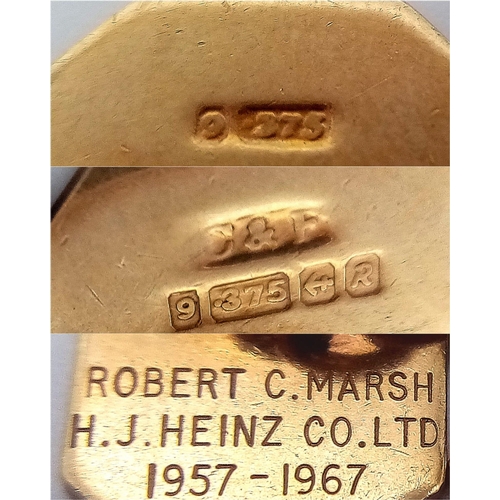 218 - A VINTAGE PAIR OF CHAIN LINK CUFFLINKS WITH THE INITIALS 