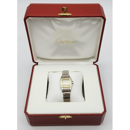 396 - A Vintage Cartier Santos Galbee Bi-Metal Quartz Ladies Watch. Gold and stainless steel bracelet and ... 