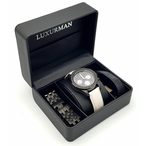 403 - A Luxerman Raptor Gents Diamond Watch. Three different bracelets to choose from. Diamond case - 46mm... 