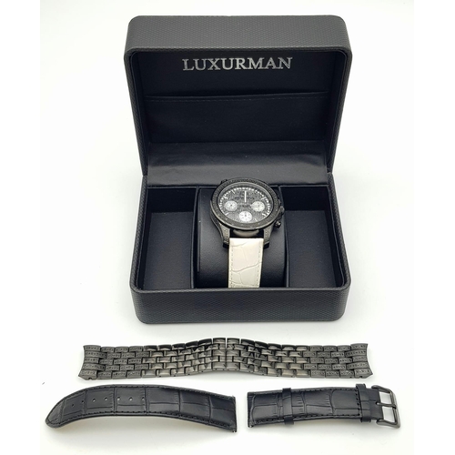 403 - A Luxerman Raptor Gents Diamond Watch. Three different bracelets to choose from. Diamond case - 46mm... 