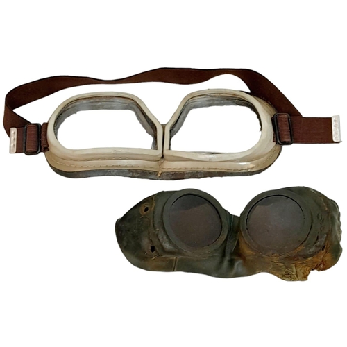 437 - Two Pairs of Vintage Pilots/Tank Goggles. One Pair being molded and tinted presumably for night visi... 