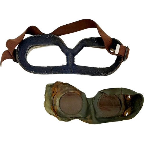 437 - Two Pairs of Vintage Pilots/Tank Goggles. One Pair being molded and tinted presumably for night visi... 