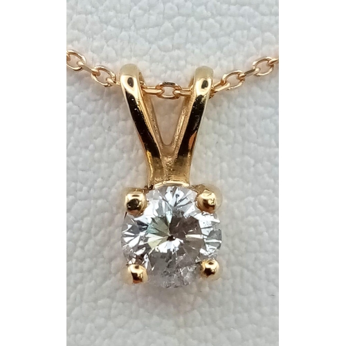 57 - An 18K Yellow Gold 0.35ct Brilliant Round Cut Diamond Pendant on an 18K Yellow Gold Disappearing Nec... 