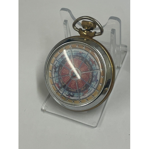 578 - Vintage horse racing gambling gaming pocket watch , working