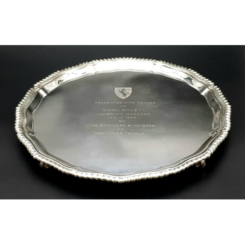 65 - A Beautiful Sterling Silver Salver in a Fitted Presentation Case. Hallmarks for Sheffield 1996. 950g... 