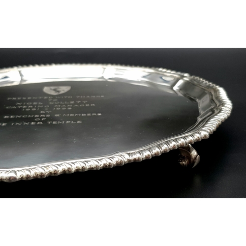 65 - A Beautiful Sterling Silver Salver in a Fitted Presentation Case. Hallmarks for Sheffield 1996. 950g... 