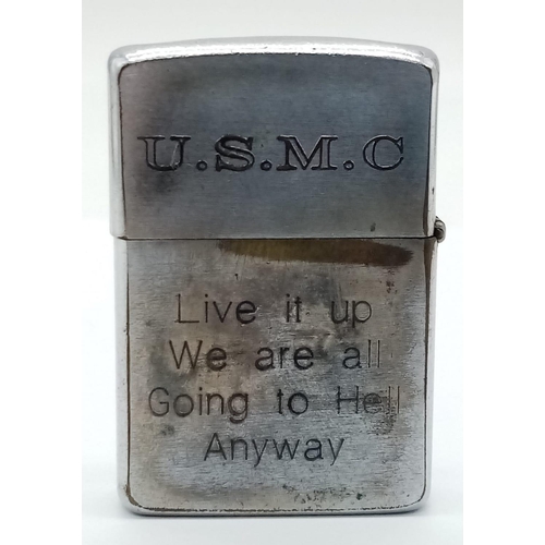 780 - Vietnam War Era USMC Zippo Lighter. Dated Coded 1961 on the base. Engraved 1962-63