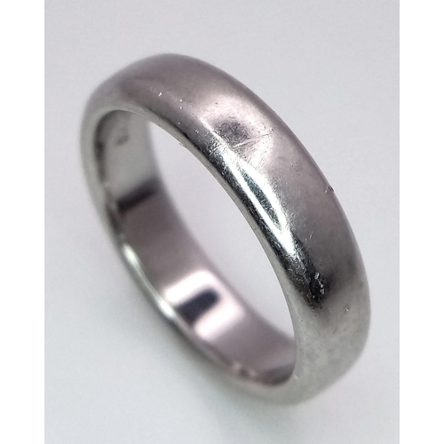 1277 - Tiffany and Co Platinum 4mm rounded band ring. 8.2g. Size K.