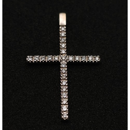 1187 - 18K WHITE GOLD DIAMOND SET CROSS PENDANT, APPROX 0.15CT DIAMONDS, WEIGHT 1.3G, SIZE 25X17MM APPROX