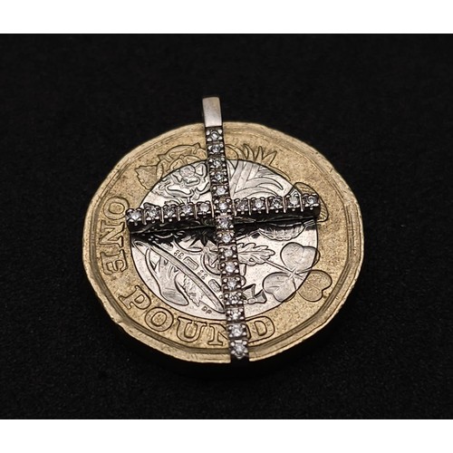 1187 - 18K WHITE GOLD DIAMOND SET CROSS PENDANT, APPROX 0.15CT DIAMONDS, WEIGHT 1.3G, SIZE 25X17MM APPROX