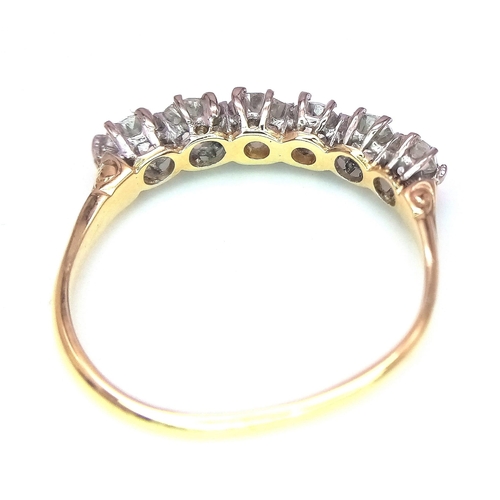 16 - A Stunning 18K Gold (tested) Six Stone Diamond Ring. 1.5ctw of brilliant round cut diamonds. Size P/... 