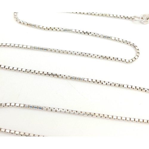 23 - An 18K White Gold Link Necklace. Small rectangular links. 
40cm. 4.56g weight.