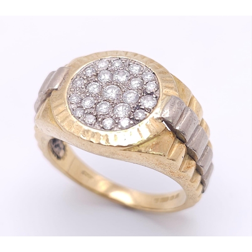 26 - AN IMPRESSIVE 18K 2 COLOUR GOLD  DIAMOND SET RING INSPIRED BY THE ROLEX DESIGN, APPROX 0.50CT DIAMON... 