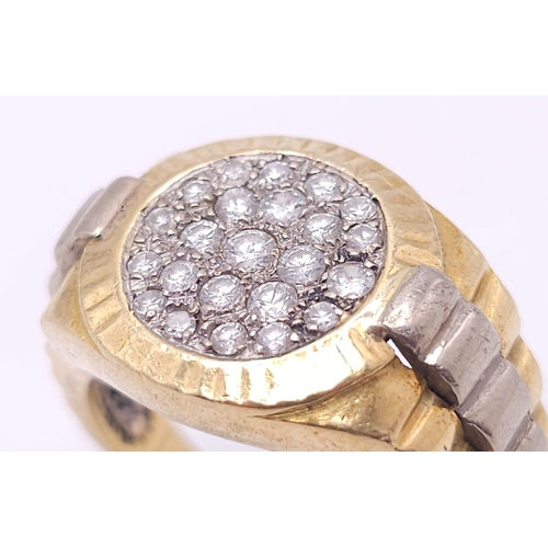 26 - AN IMPRESSIVE 18K 2 COLOUR GOLD  DIAMOND SET RING INSPIRED BY THE ROLEX DESIGN, APPROX 0.50CT DIAMON... 