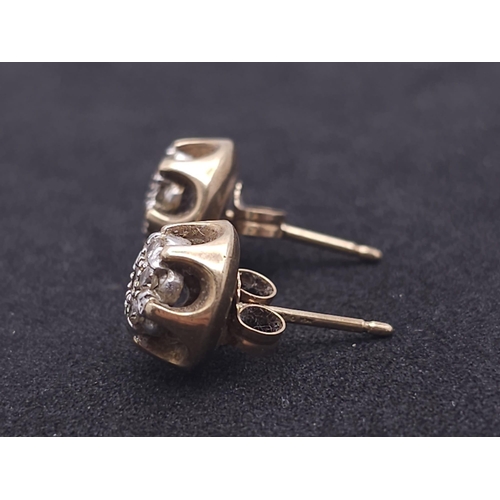 33 - A Pair of Vintage 9K Yellow Gold and Diamond Stud Earrings. 3.3g total weight.